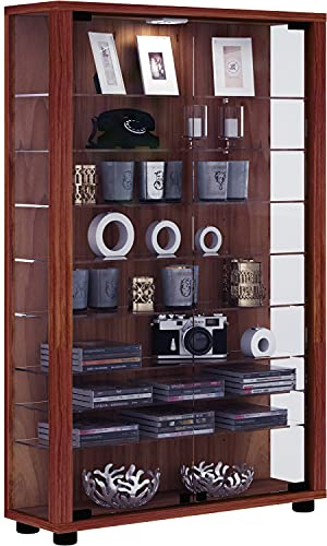 VCM Glasvitrine stehend | Vitrine Glas mit ESG-Sicherheitsglas | Maße ca. H. 90 x B. 59 x T. 18 cm | Standvitrine Glas | Modern und platzsparend | Glas Vitrinenschrank – Lumo Mini