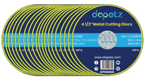Dapetz ® Metal Cutting Discs 115mm Stainless Steel For Angle Grinder 115 x 1 x 22.2mm High Performance Grinder Discs With 22.2mm Bore For Precise Cutting & Smooth Grinding 20PCS