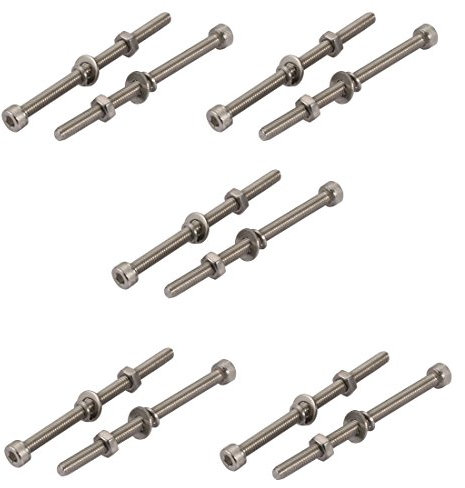 sourcing map 10PCS M4x60mm acier inox 304 vis tête moletée écrou boulon avec rondelle