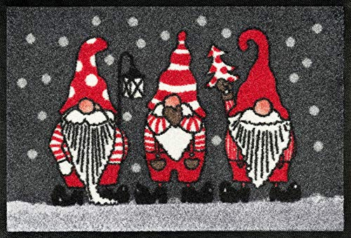 wash+dry Fußmatte, Winterzwerge 40x60cm, innen und außen, waschbar, Grau