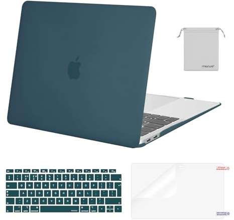 MOSISO Coque Compatible avec MacBook Air 13 Pouces M1 2021 2020 2019 2018 | Coque Rigide&Housse Clavier&Film D'écran&Sac de Rangement Pour MacBook Air 13,3 Pouces A2337 A2179 A1932,Sarcelle Foncé