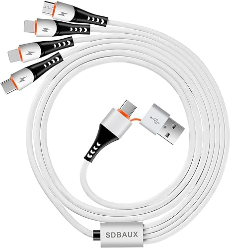 SDBAUX 1.2M Multi USB Kabel 6 in 1, 3A USB A/C auf Multi 4 in 1 Ladekabel
