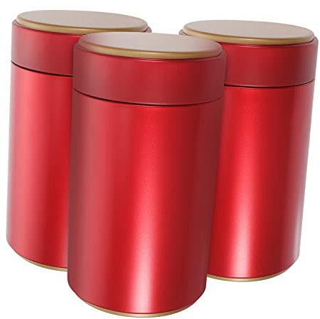 Healifty 3 Stück Runde Metalldosen mit Deckel Leere Blechdose Behälter Dekorative Kerzendosen Geschenk Süßigkeiten Loser Tee Lagerung Veranstalter Hochzeitsbevorzugungsboxen (Rote Größe