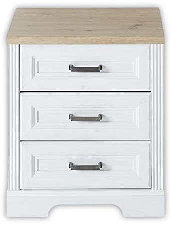 Stella Trading JASMIN Rollcontainer Schreibtisch in Pinie hell, Artisan Eiche Optik - Mobiler Büroschrank mit 3 Schubladen - Landhausstil Büromöbel Komplettset - 54 x 62 x 39 cm (B/H/T)