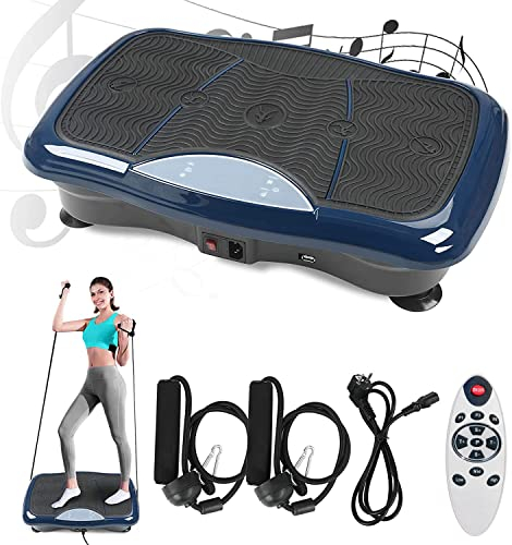 Placca vibrante per allenamento per tutto il corpo, piattaforma vibrante con altoparlante Bluetooth, telecomando, 5 programmi, 180 livelli, fasce ad anello per la perdita di peso Auult Home Fitness