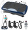 Vibration Plate Exercise Machine Whole Body Workout Vibration Platform w/Bluetooth Speaker Remote Control Vibration Machine 5 Programs 180 Levels Loop Bands for Auult Home Fitness Weight Loss (Blue)
