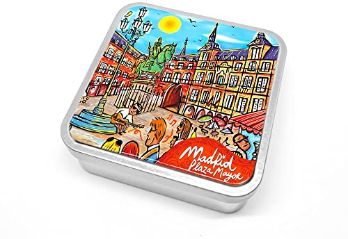 Happy Colours. Traditional Violet Candies in Madrid Plaza Mayor gift tin. 120g (4.23oz)