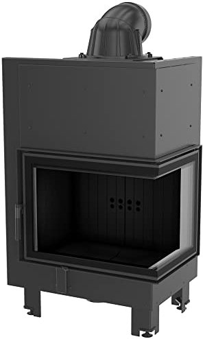 KRATKI MBZ Holzbefeuerter Kamineinsatz mit Lufteinlass BImSchV 2 konform 13 kW Thermischer Wirkungsgrad 81% Stahl Schwarze Thermotec-Auskleidung Rechtsseitig 140 x 77,5 cm
