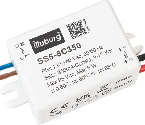 Eaglerise Transformateur LED 350mA 6W Étanche IP65 Courant Constant pour Lampe - Bloc d'Alimentation Driver Blanc