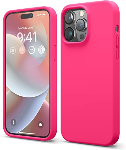 Captor Coque colorée pour Apple iPhone 14 Pro 6,1 pouces, Coque de Téléphone TPU en Silicone Souple et Mince, Protection Appareil Photo avec Bord Surélevé pour Écran et Appareil Photo Fuchsia