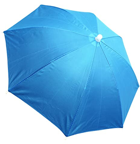 WOTEG Parapluie - Chapeau de pêche mains libres | Protection UV - Chapeau de parapluie élastique d'extérieur pour la pêche, le golf, la randonnée, bleu, 1