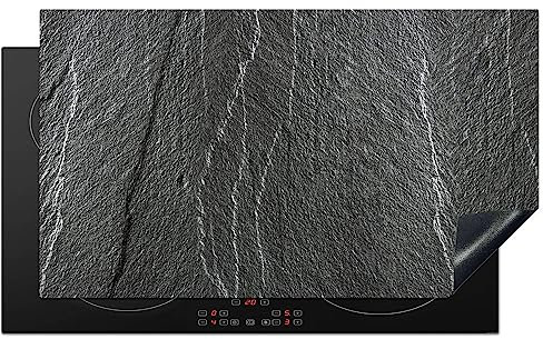 KitchenYeah© Herdabdeckplatte Einteilig Herdabdeckung Abdeckplatte für Ceranfeld Abdeckung Induktionskochfeld Aufrollbare Matte Stein - Anthrazit - Grau - 91.2x52 cm