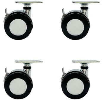 LIKERAINY Nylon-Lenkrollen für Möbel mit Bremse FC4711A mit Plattenbefestigung Ersatz für Möbel Roller Lenkrolle Schrankrollen Moebelrollen Tischrollen Raddurchmesser Ø 40mm 4 Stück