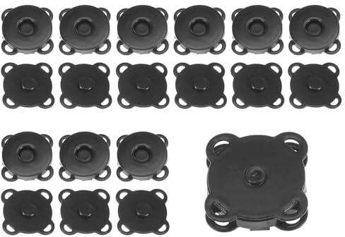 QUARKZMAN 10 Sets magnetische Druckknöpfe, 1,8 cm, Metallverschlüsse, Magnetverschlüsse zum Aufnähen, Ersatz-Magnetverschlüsse für Geldbörsen, DIY, Basteln, Schwarz
