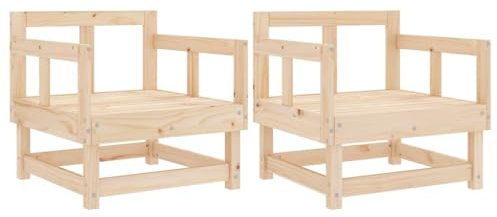 vidaXL Gartenstuhl 2 STK., Modular Gartenmöbel Lounge, Holzstuhl Stuhl für Garten Terrasse Balkon, Gartensessel Balkonstuhl, Massivholz Kiefer
