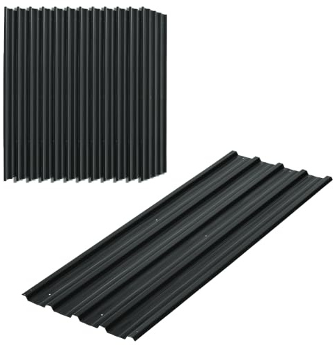Outsunny Lot de 12 Panneaux en Acier Galvanisé 129x45cm Gris Anthracite | Bac Acier, Bardage Extérieur, Résistant aux Intempéries