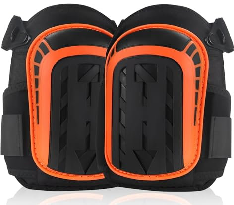 Professional Knee Pads,Knee Pads Work with Heavy Duty Foam Padding & Gel Cushion for Men & Women,Adjustable Non-Slip Straps Knee Pads for Work,Construction,Flooring,Gardening,Cleaning and DIY (Orange)