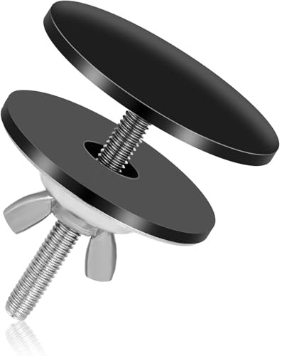 ANBOO Cache Trou d'évier Noir, Bouchon de Trou Robinet Multi-matériaux | Composé d'acier inoxydable, caoutchouc et alliage de zinc, usage domestique