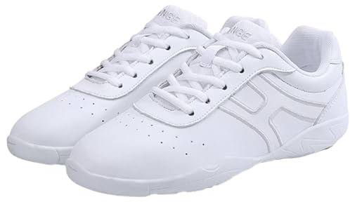 Serenitison Damen Cheerleading Schuhe,Jazz Yoga Trainingschuhe,Mädchen Cheerleading Trainings Wettkampfschuhe,Gymnastik Outdoor Sportschuhe,für Cheerleading,Gymnastik,Stunts,Tumbling,Sport(weiß)