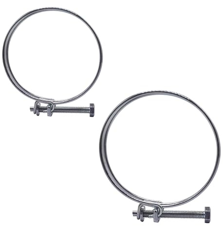 SKIR'CO (2 pcs) Adjustable Double Wire Hose Clamps 55-60 mm, Galvanized Steel Hose Clamps, Adjustable Diameter Hose Clips
