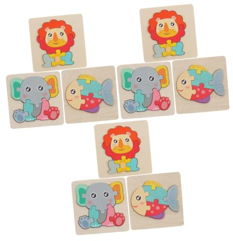 Alasum 9stücke Teiliges Holzpuzzle Für Kleinkinder Cartoon-Puzzle Mit Und Fisch Interaktives Lernspielzeug Kreativität Und Vorstellungskraft Sicheres Und Leicht Zusammenbaubares