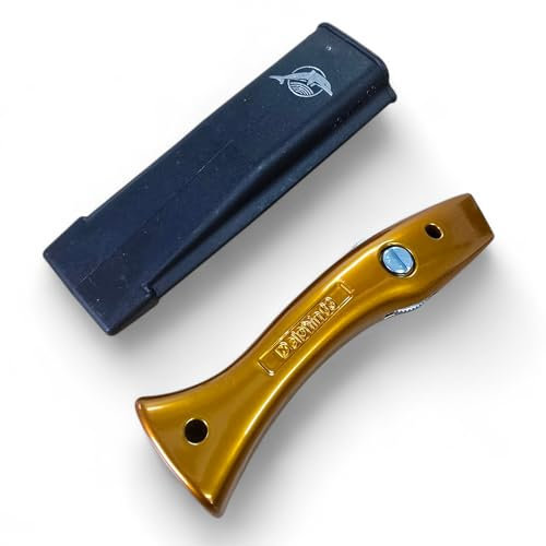 Dolphin - Mango de corte de alfombras, cuchillo de corte de trabajo con funda, naranja caramelo, sin cuchillas PTL®
