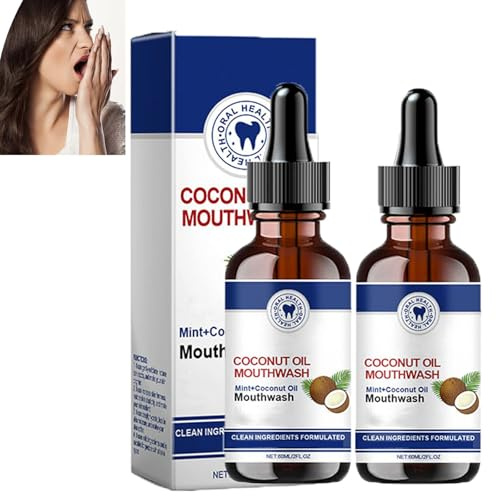 Huile essentielle de bain de bouche à l'huile de coco Ourlyard, bain de bouche Ourlyard, huile de coco pour tirer le bain de bouche blanchissant, huile de coco entièrement naturelle pour tirer (2pcs)