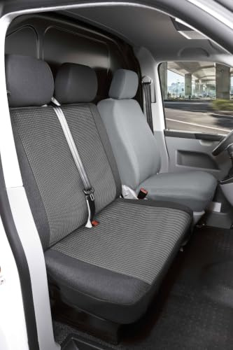 WALSER Transporter Sitzbezüge Universalgröße, Autoschonbezug für Doppelbank vorne (ohne Kopfstützenbezüge), Auto Sitzbezüge aus Premium Jacquard, Doppelbankbezug Transporter, Auto Sitzauflagen für Van