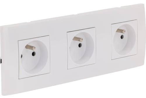 Zenitech Triple Prise encastrée + Plaque de Finition Kalya - Blanc