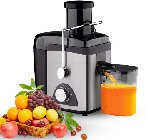 Extracteur de Jus Pour Fruits Entiers, 800W Centrifugeuse Extracteur de Jus Sans BPA, Extracteur deJus de Fruits et Légumes Avec 2 Vitesses, Moteur Silencieux, Facile à Installer et à Nettoyer