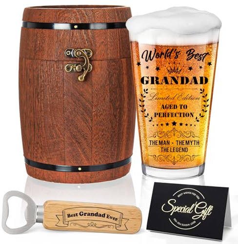 Joybble Cadeau pour grand-père, cadeau d'anniversaire pour homme, cadeau de fête des pères – Verre à bière World's Best Grandad, cadeau de qualité supérieure pour père, cadeau d'anniversaire pour