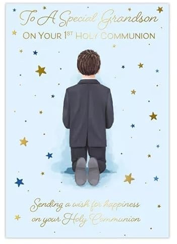 Special Grandson First Holy Communion Card with Gold Foil Detail, 13 x 19 cm