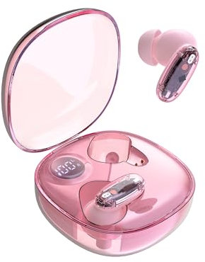 Mars Gaming MHIB2, Écouteurs Bluetooth 5.4, Son Immersif, Design Ergonomique Semi-Transparent et Ultra-Compact, 24 Heures d'Autonomie, Écouteurs sans Fil avec Boîtier et Indicateur LED, Rose​