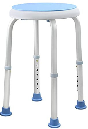 VANCHEMO Duschhocker Duschstuhl Badestühle 36-51cm Höhenverstellbar, 360° Drehbar Badsitz Duschhilfe Anti-Rutsch Badsitz aus Alu und Kunststoff für Alter, Schwangere, Typ A