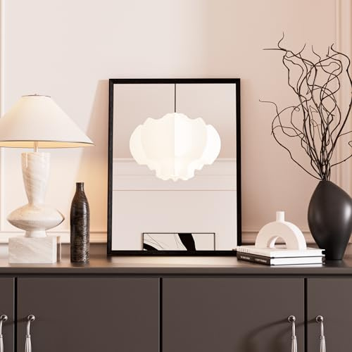 Snowdool Black Bathroom Mirror, 30x40cm Wood Grain Frame Rectangular Mirror | Faux Wooden Trim, Waterproof PS Frame, 3.2MM Tempered Glass, Horizontal/Vertical Wall Mount For Bedroom, Hallway, Farmhouse