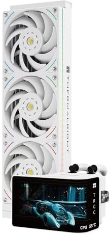TR-Wonder Vision 360 UB ARGB White CPU Water Cooler,CPU Water Cooling System,6.67inch Curved Screen with 2400x1080 Resolution,for AM4/AM5,LGA1851/1700,7:3 Visual Scale Screen Ratio for 3D