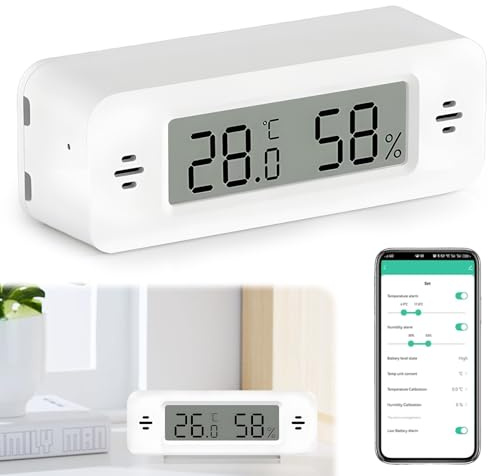WIYETY WiFi Igrometro Termoigrometro per casa, Misuratore di Umidità Aria per Greenhouse con App Remote and Notification Alarm