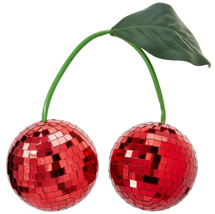 DICOSMETIC Glass Cherry Disco Ball Decor Red Hanging Disco Decor Retro Reflective Mirror Ball Christmas Decoration Ornaments for Party, Room, Wedding, Garden Decoration, DJ Club, Stage, Bar, Party