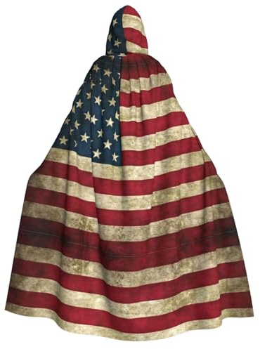 Pidgazdfgv Kapuzenumhang mit amerikanischer Flagge für Erwachsene, Ritter, cooles Halloween-Kostüm, Umhang mit Kapuze