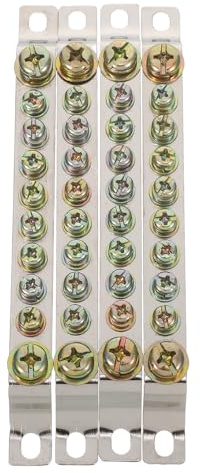 Ipetboom Lot de 4 Barrettes de Mise à la Terre en Cuivre 10 Bornes 2X15Mm² Bornier Rangée Connecteur Neutre-Terre Haute Conductivité pour Installation Électrique Industrielle et Tableau