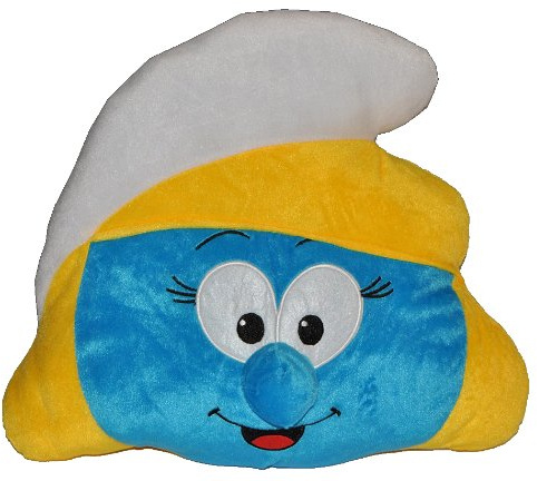 alles-meine.de GmbH Kissen Schlumpfine Schlumpf 46 cm * 38 cm Kuschelkissen - die Schlümpfe - blau groß sehr weich Mädchen blond Schmusekissen Kinderkissen