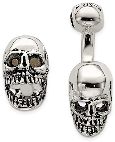 Sterling Silber Antik Umkehrbar bewegbar Totenkopf Manschettenknöpfe