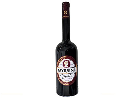 Mirto Rosso Myrsine. Liquore di mirto sardo, prodotto a Dolianova da Myrsine Liquori, in maniera squisitamente artigianale.