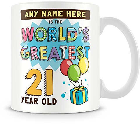 MUGGZ Personalised World's Greatest 21 Year Old Mug - Birthday Gift Idea | 21st birthday gifts for men - brother, best friend or dad - gift ideas