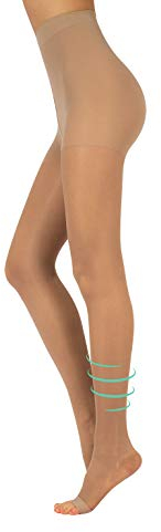 Zehenfreie Medizinische Strumpfhose mit Starker Abgestufter Kompression 18-22 mm/Hg | Open Toe Elastische Stützstrumpfhose | Schwarz, Hautfarbe | S, M, L, XL | 140 DEN | Made in Italy (XL, Hautfarbe)