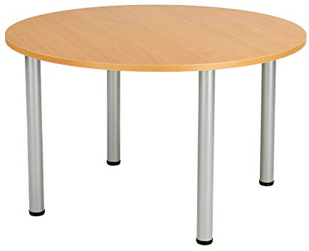 Office Hippo Circular Office Table, Sturdy & Robust Round Table Desk, Circular Work Table For Home Office, Ideal For Canteen, Boardroom or Meeting Room, Versatile Desk Table - Beech