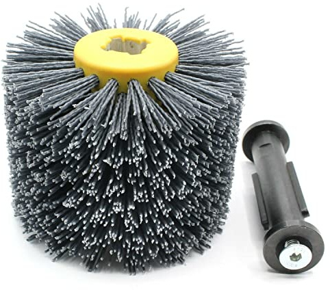 Spazzola in nylon a grana 180 + mandrino di fissaggio M14, rullo per rasatura, rullo 120 x 100 x 19 mm, rullo abrasivo
