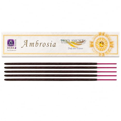 Ambrosia Duft der Götter Räucherstäbchen Holy Smokes Berk Natürliche Incense mit Bambusstab Für Räuchern Meditation Yoga Ritual Raumduft – 1 Packung