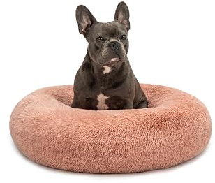 lionto Donutbett für Hunde & Katzen, Rundes Hundebett, Ø 70 cm, Rosa | Flauschiges Haustierbett mit erhöhtem Rand. Hundekissen mit weicher Liegefläche, extra dicker Füllung & rutschhemmendem Boden