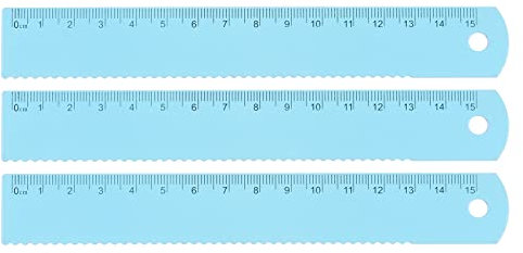 sourcing map 3 Stück Gerade Lineal 15cm Metrische Aluminiumlegierung Lineal Wellkante Einfach zu Nehmen Messwerkzeug für Kinderstudieren Klassenzimmer Büro Himmel Blau